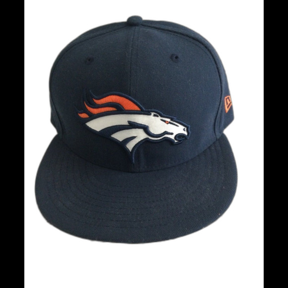 New Era Cap Hat Unisex Size 7 1/4” Color Navy Denver Broncos Fitted Baseball - Picture 1 of 7